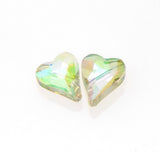 10HT586-D: FC Heart Bead Green/Pink AB Diagonal Hole 10x12mm - 10PC