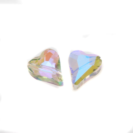 10HT597-D: FC Heart Bead Blue/Pink AB Diagonal Hole 10x12mm - 10PC