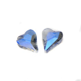 10HT876-D: FC Heart Bead 1/2 Blue Metallic Diagonal Hole 10x12mm - 10PC