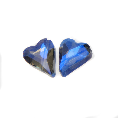 10HT877-D: FC Heart Bead Blue Metallic Diagonal Hole 10x12mm - 10PC