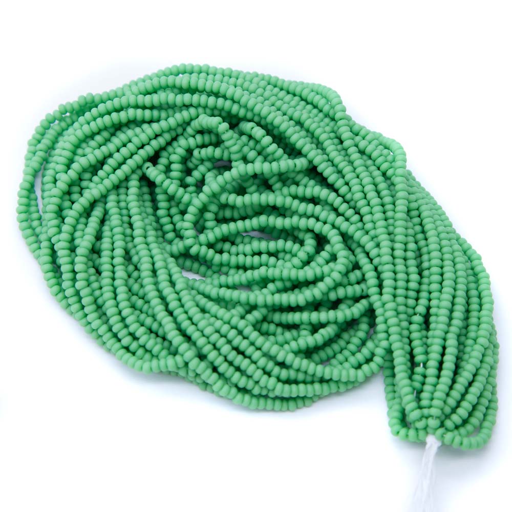 10SB182-MR: CZ Seed Bead Opaque LT Green Matte 10/0 1 Hank