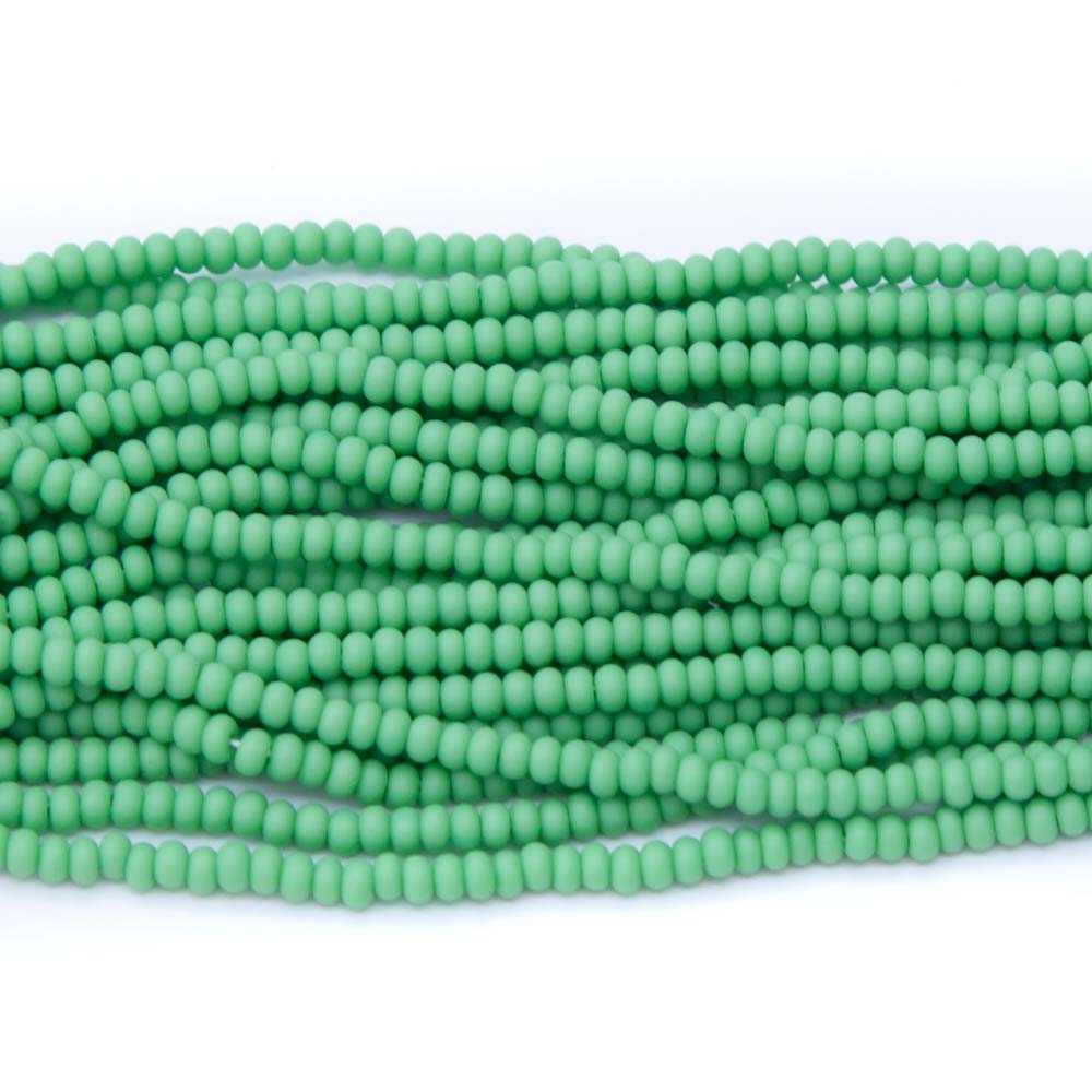 10SB182-MR: CZ Seed Bead Opaque LT Green Matte 10/0 1 Hank