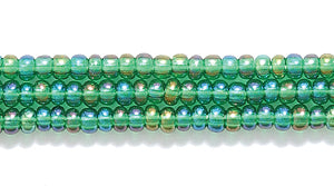 11SB584-T: CZ Seed Bead TR Christmas Green AB 11/0 12HK