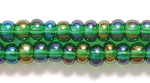 6SB584-T: CZ Seed Bead TR Christmas Green AB 6/0 36STR