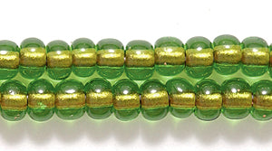 6SB7283: CZ Seed Bead Copper Lined Olive Green 6/0 36STR