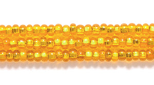 11SB431: CZ Seed Bead Silver Lined LT Orange Square/h 11/0 6HK