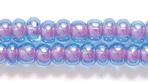 6SB769: CZ Seed Bead Colorlined Blue/amethyst 6/0 36STR