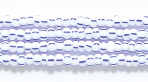 11SB1174: CZ Seed Bead White With 4 Blue Stripes 11/0 6HK