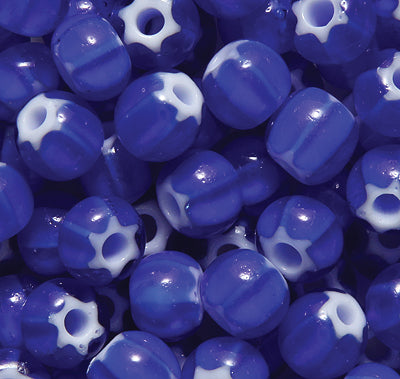 32SB278-WS: CZ Seed Bead White Heart Star Cobalt 32/0 Loose 100GM