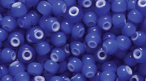 8SB278-WHL: CZ Seed Bead White Heart Cobalt 8/0  50GM