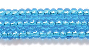 8SB466: CZ Seed Bead Silver Lined DK Aqua 8/0 Round Hole 6HK