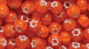 6SB234-WSL: CZ Seed Bead White Heart Orange With Star 6/0 Loos 50GM