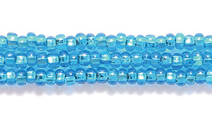 11SB466: CZ Seed Bead Silver Lined DK Aqua 11/0 6HK