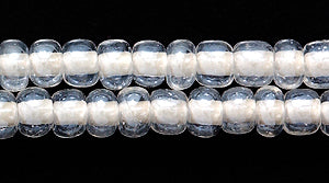 6SB712: CZ Seed Bead Colorlined White In Crystal 6/0 36STR