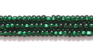 11SB488: CZ Seed Bead Silver Lined DK Green 11/0 6HK