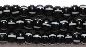 6SB1009: CZ Seed Bead Opaque Black With 4 White Stripes 6/0 36STR