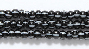 8SB1009: CZ Seed Bead Black With 4 White Stripe 8/0 6HK