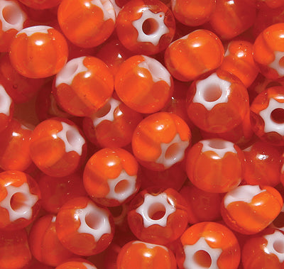 32SB234-WS: CZ Seed Bead White Heart Star Orange 32/0 Loose 100GM