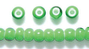 6SB284-WH: CZ Seed Bead White Heart Green 6/0 36STR