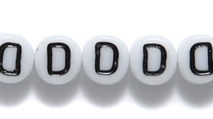 6LB-D: CZ Alphabet Beads- D White/black 6mm 400PC