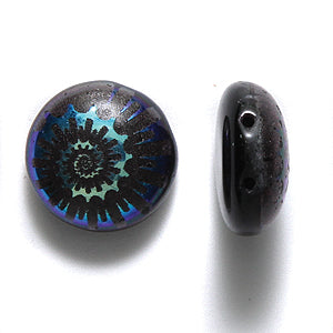 12CA509-A: CZ Candy Shell Design Black AB Two Hole 12mm 60PC