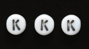 6LB-K: CZ Alphabet Beads K White/black 6mm 400PC