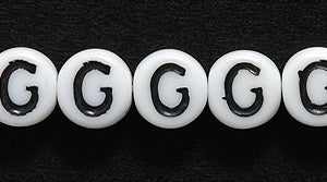 6LB-G: CZ Alphabet Beads- G White/black 6mm 400PC