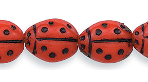 92LB144-BI: CZ Ladybug MED Red Black Inlay 7x10mm 200PC