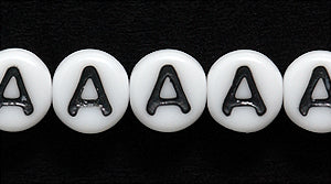 6LB-A: CZ Alphabet A White/black 6mm 400PC