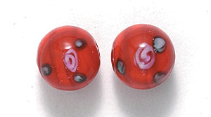 8CF742: CZ Satin With Flower Round Red 8mm 1PC