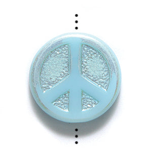 15PS260-A: CZ Peace Sign Opal Blue AB Inlay 15mm 25PC