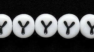 6LB-Y: CZ Alphabet Beads- Y White/black 6mm 400PC