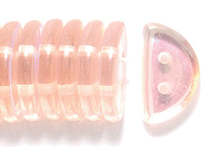 32HM591-2H: CZ Half Moon Pink AB Two Hole 6x13mm 300PC