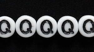 6LB-Q: CZ Alphabet Beads- Q White/black 6mm 400PC