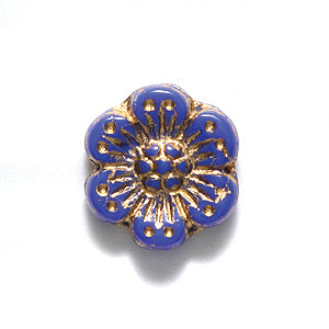 14FL174-GI: CZ Daisy Disc Blue With Gold 14mm - 70PC