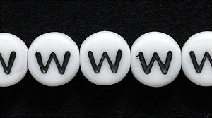 6LB-W: CZ Alphabet Beads- W White/black 6mm 400PC