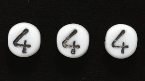 6LB-4: CZ Number Beads 4 White/black 6mm 400PC