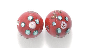 8FS148: CZ Round Floral Sputnik DK Red 8mm 1PC