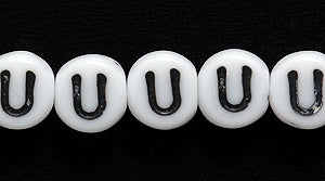 6LB-U: CZ Alphabet U White/black 6mm 400PC