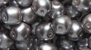 6DB605-P: Czech Dobble Bead Two Hole Dark Grey Pearl 6mm - 320 Pieces