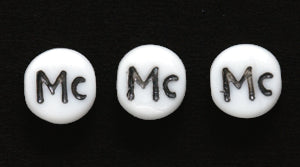 6LB-MC: CZ Alphabet Beads Mc White/black 6mm 1200PC