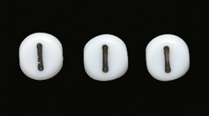 6LB-I: CZ Alphabet Bead I White/black 6mm 400PC