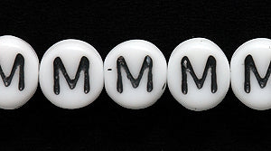 6LB-M: CZ Alphabet M White/black 6mm 400PC