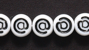 6LB-AT: CZ Letter Beads- @ White/black 6mm 300PC