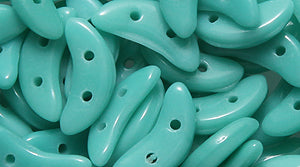 63HM185: CZmates Crescent 2HOLE Turquoise 3x10mm 72PC