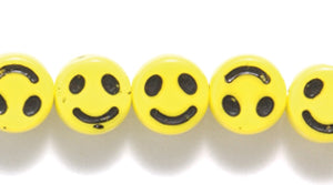 6LB122-SM: CZ Alphabet Smiley Face Yellow/black 6mm 300PC