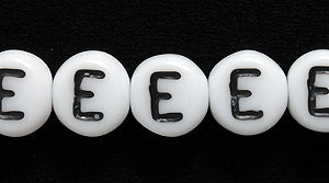 6LB-E: CZ Alphabet E White/black 6mm 400PC