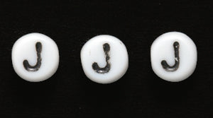 6LB-J: CZ Alphabet Beads J White/black 6mm 400PC