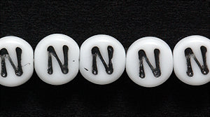 6LB-N: CZ Alphabet N White/black 6mm 400PC