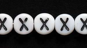 6LB-X: CZ Alphabet Beads- X White/black 6mm 400PC